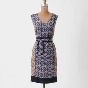 Anthropologie Spliced Ikat Shift Printed Silk Dress, Cocktail Party Sizes 2 & 4